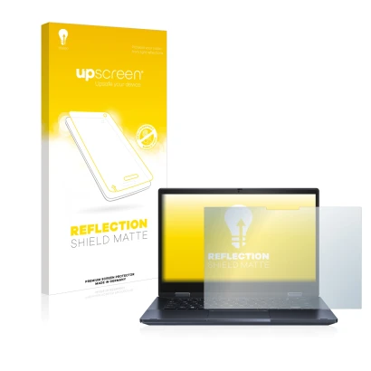 Front side of a product packaging with the brand logo upscreen. Next to it is the device ASUS ExpertBook B3 Flip B3402 shown w