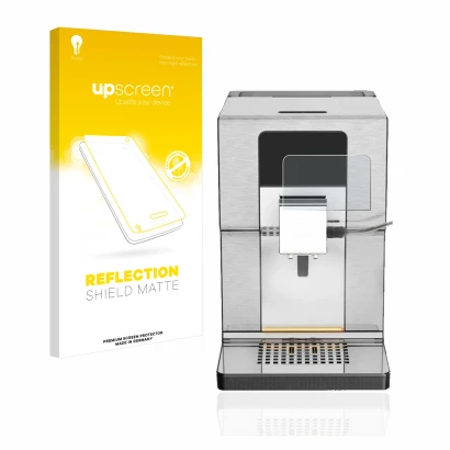Front side of a product packaging with the brand logo upscreen. Next to it is the device Krups Intuition Experience+ EA877D10