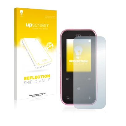 Front side of a product packaging with the brand logo upscreen. Next to it is the device Vtech Kidizoom Snap Touch shown with