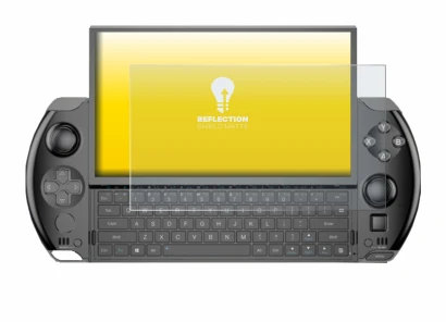Image of the device GPD Win 4 with a wide variety of screen protectors.