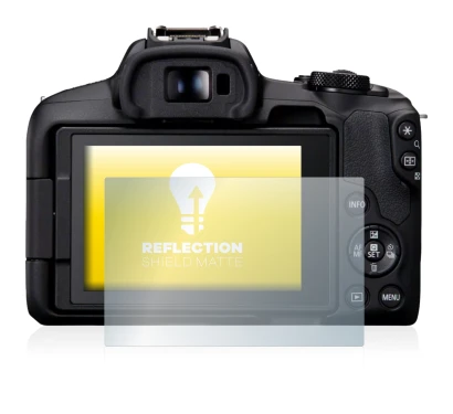 Image of the device Canon EOS R50 with a wide variety of screen protectors.