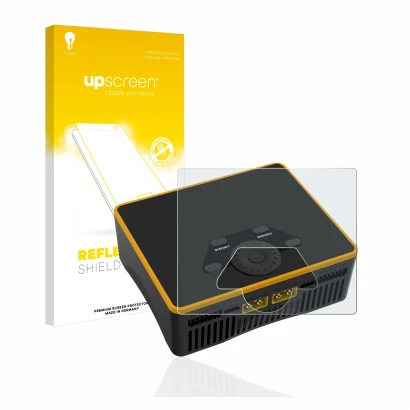 Front side of a product packaging with the brand logo upscreen. Next to it is the device Junsi iCharger DX6 shown with the cor