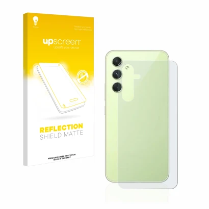 Front side of a product packaging with the brand logo upscreen. Next to it is the device Samsung Galaxy A54 5G (Back) shown wi