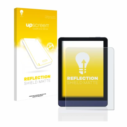 Front side of a product packaging with the brand logo upscreen. Next to it is the device Meebook M6 6" shown with the correspo