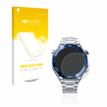 Front side of a product packaging with the brand logo upscreen. Next to it is the device Huawei Watch Ultimate (48.5 mm) shown