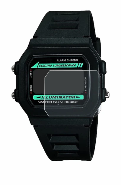 Image of the device Casio W-86-1VQES with a wide variety of screen protectors.
