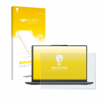 Front side of a product packaging with the brand logo upscreen. Next to it is the device Lenovo Yoga Pro 9i Gen 8 16" shown wi