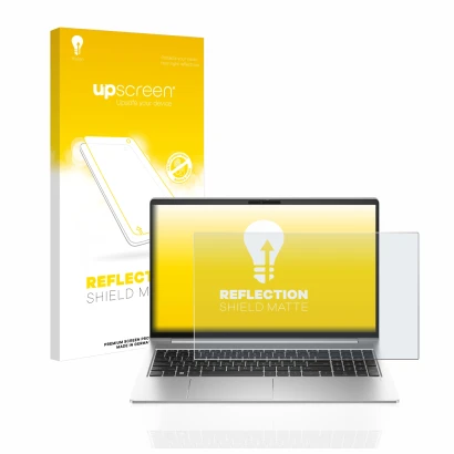 Front side of a product packaging with the brand logo upscreen. Next to it is the device HP ProBook 450 G10 shown with the cor