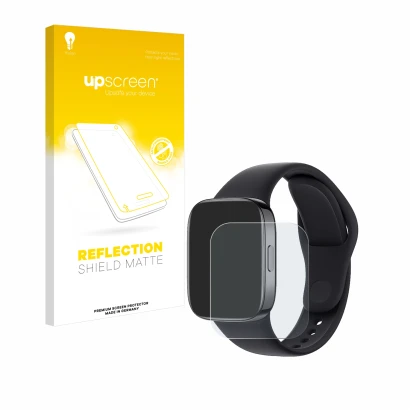 Front side of a product packaging with the brand logo upscreen. Next to it is the device Xiaomi Redmi Watch 3 shown with the c