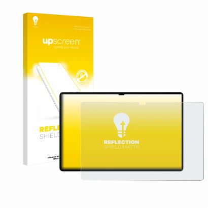 Front side of a product packaging with the brand logo upscreen. Next to it is the device Samsung Galaxy Tab S9 Ultra WiFi show