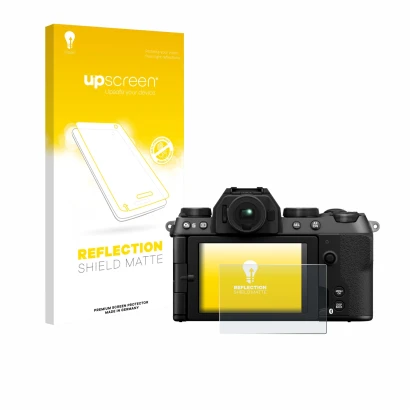 Front side of a product packaging with the brand logo upscreen. Next to it is the device Fujifilm X-S20 shown with the corresp