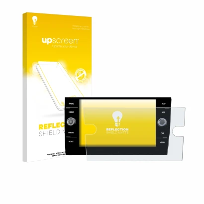 Front side of a product packaging with the brand logo upscreen. Next to it is the device Volkswagen Taigo Discover Media 8” 20