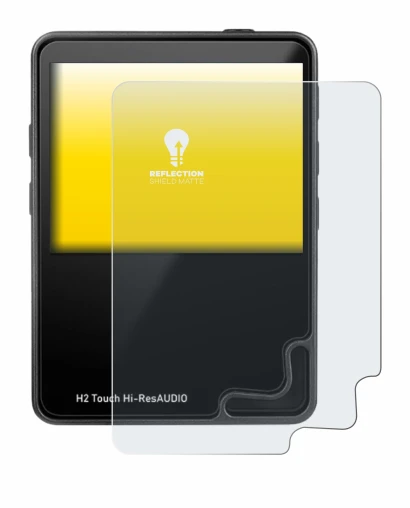 Image of the device HifiWalker H2 touch with a wide variety of screen protectors.