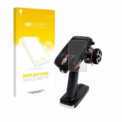 Front side of a product packaging with the brand logo upscreen. Next to it is the device RadioLink RC8X shown with the corresp