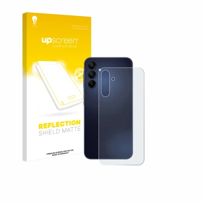 Front side of a product packaging with the brand logo upscreen. Next to it is the device Samsung Galaxy A15 5G (Back) shown wi