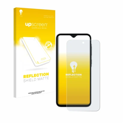 Front side of a product packaging with the brand logo upscreen. Next to it is the device Samsung Galaxy A35 5G shown with the 