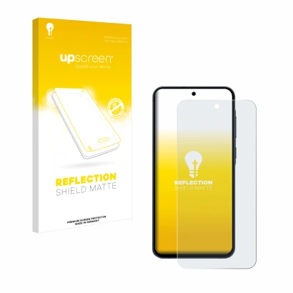 Front side of a product packaging with the brand logo upscreen. Next to it is the device Samsung Galaxy A55 5G shown with the