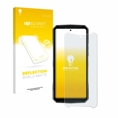 Front side of a product packaging with the brand logo upscreen. Next to it is the device Doogee DK10 shown with the correspond