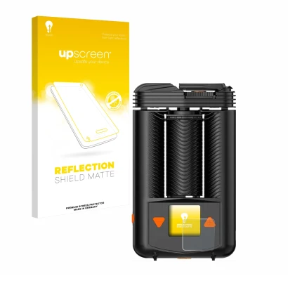 Front side of a product packaging with the brand logo upscreen. Next to it is the device Storz & Bickel Mighty + shown with th