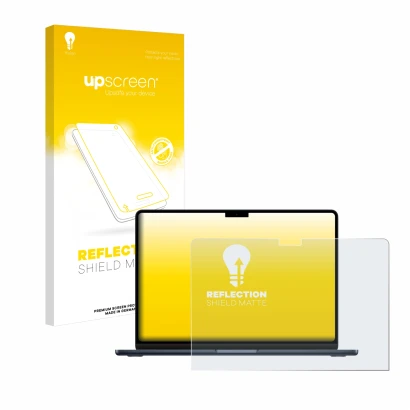 Front side of a product packaging with the brand logo upscreen. Next to it is the device Apple MacBook Air 13