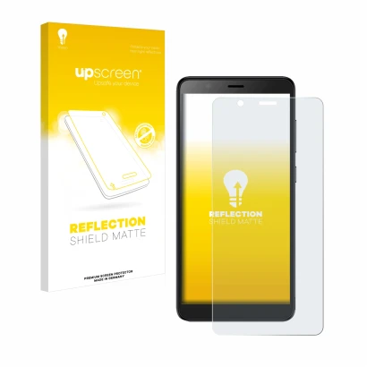 Front side of a product packaging with the brand logo upscreen. Next to it is the device ZTE Blade A32 shown with the correspo