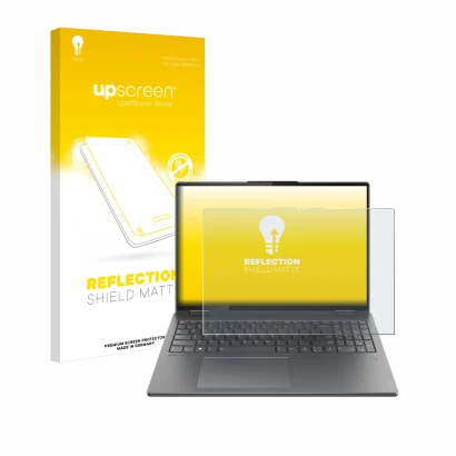 Front side of a product packaging with the brand logo upscreen. Next to it is the device Lenovo Yoga 7i 2-in-1 Gen 9 16" shown