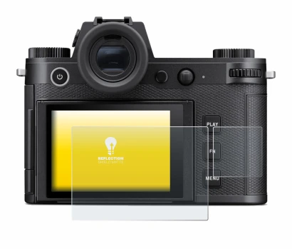 Image of the device Leica SL3 (Display + top plate display) with a wide variety of screen protectors.