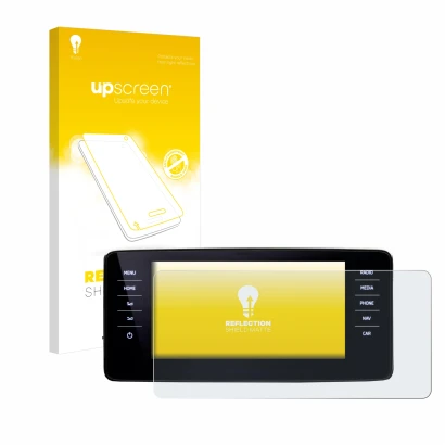 Front side of a product packaging with the brand logo upscreen. Next to it is the device Skoda Kamiq 2021 shown with the corre