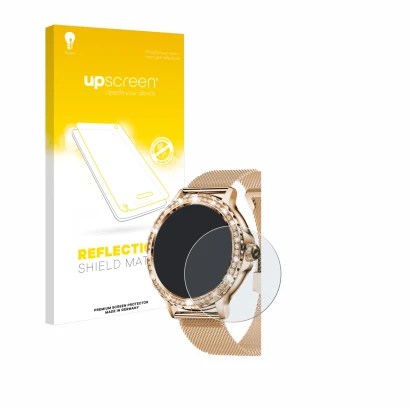 Front side of a product packaging with the brand logo upscreen. Next to it is the device walkbee Smartwatch 1.3" (round) shown