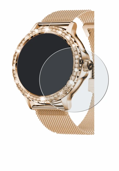 Image of the device walkbee Smartwatch 1.3" (round) with a wide variety of screen protectors.