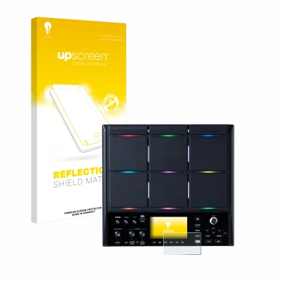 Front side of a product packaging with the brand logo upscreen. Next to it is the device Roland SPD-SX PRO shown with the corr