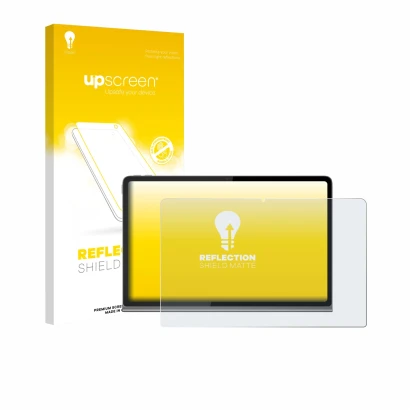 Front side of a product packaging with the brand logo upscreen. Next to it is the device Lenovo Tab Plus shown with the corres