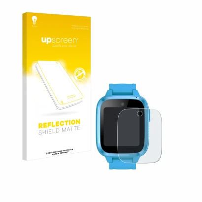 Front side of a product packaging with the brand logo upscreen. Next to it is the device Xplora Kidzi Watch shown with the cor