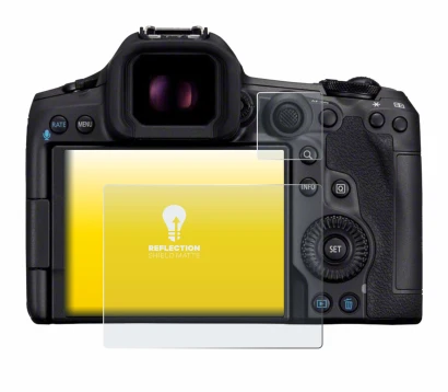 Image of the device Canon EOS R5 Mark II with a wide variety of screen protectors.