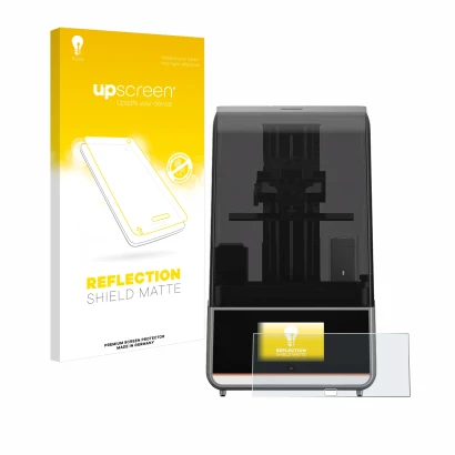 Front side of a product packaging with the brand logo upscreen. Next to it is the device Anycubic Photon Mono M7 Pro shown wit