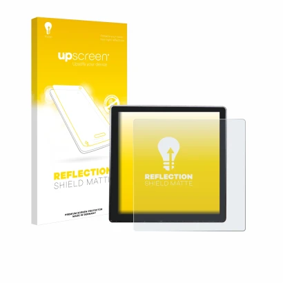 Front side of a product packaging with the brand logo upscreen. Next to it is the device Shelly Wall Display shown with the co