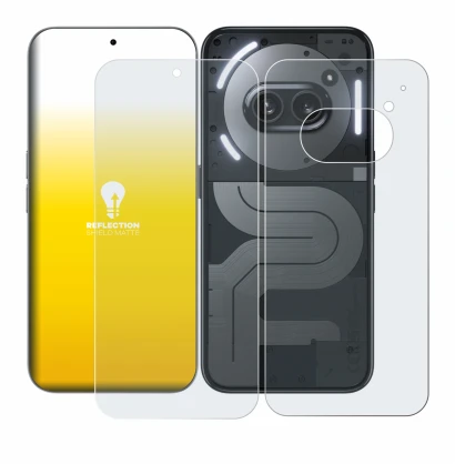 Image of the device Nothing Phone (2a) Plus (Front+Back) with a wide variety of screen protectors.