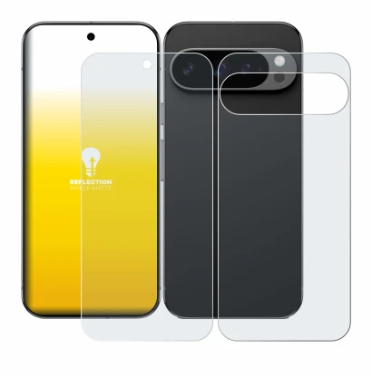 Image of the device Google Pixel 9 Pro XL (Front+Back) with a wide variety of screen protectors.