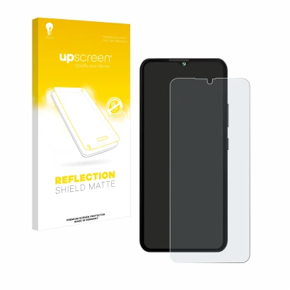 Front side of a product packaging with the brand logo upscreen. Next to it is the device Cubot A10 shown with the correspondin