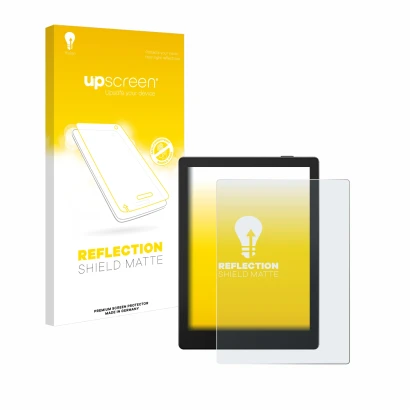 Front side of a product packaging with the brand logo upscreen. Next to it is the device Boox Go 6 shown with the correspondin