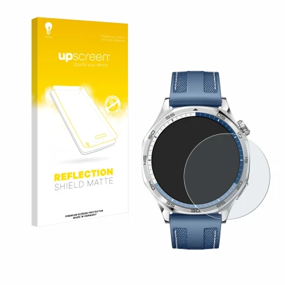 Front side of a product packaging with the brand logo upscreen. Next to it is the device Huawei Watch GT 5 (46 mm) shown with 
