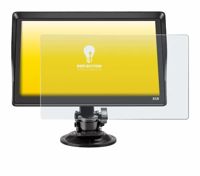 Image of the device Xgody X10 9" with a wide variety of screen protectors.