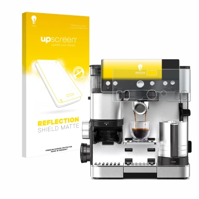 Front side of a product packaging with the brand logo upscreen. Next to it is the device Ninja Luxe Cafe Essential shown with