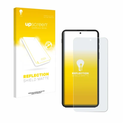 Front side of a product packaging with the brand logo upscreen. Next to it is the device Shiftphones Shiftphone 8.1 shown with