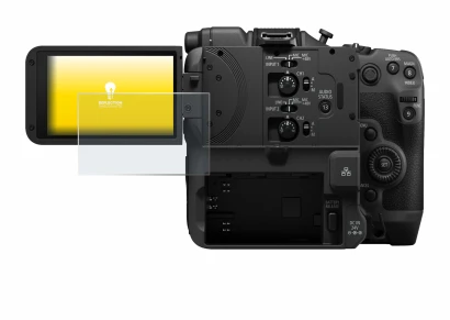 Image of the device Canon EOS C400 with a wide variety of screen protectors.