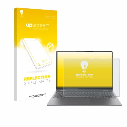 Front side of a product packaging with the brand logo upscreen. Next to it is the device Lenovo Yoga 7 2-in-1 Gen 10 16