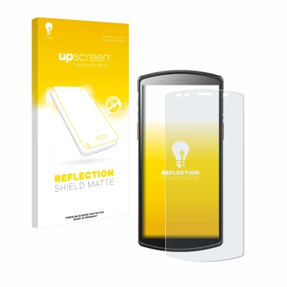 Front side of a product packaging with the brand logo upscreen. Next to it is the device Urovo DT50S 5,7" shown with the corre
