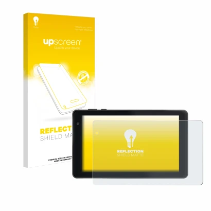 Front side of a product packaging with the brand logo upscreen. Next to it is the device Lisciani Mio Tab 7 shown with the cor