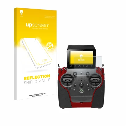 Front side of a product packaging with the brand logo upscreen. Next to it is the device PowerBox Systems Atom shown with the