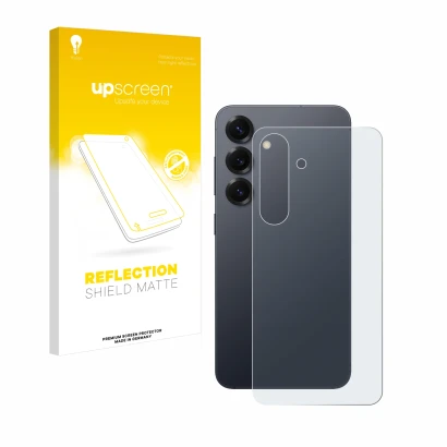Front side of a product packaging with the brand logo upscreen. Next to it is the device Samsung Galaxy S25 Enterprise Edition
